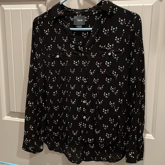 Anthropologie conversationalist 52 small cat button down twee black small 4 xs - Picture 2 of 4